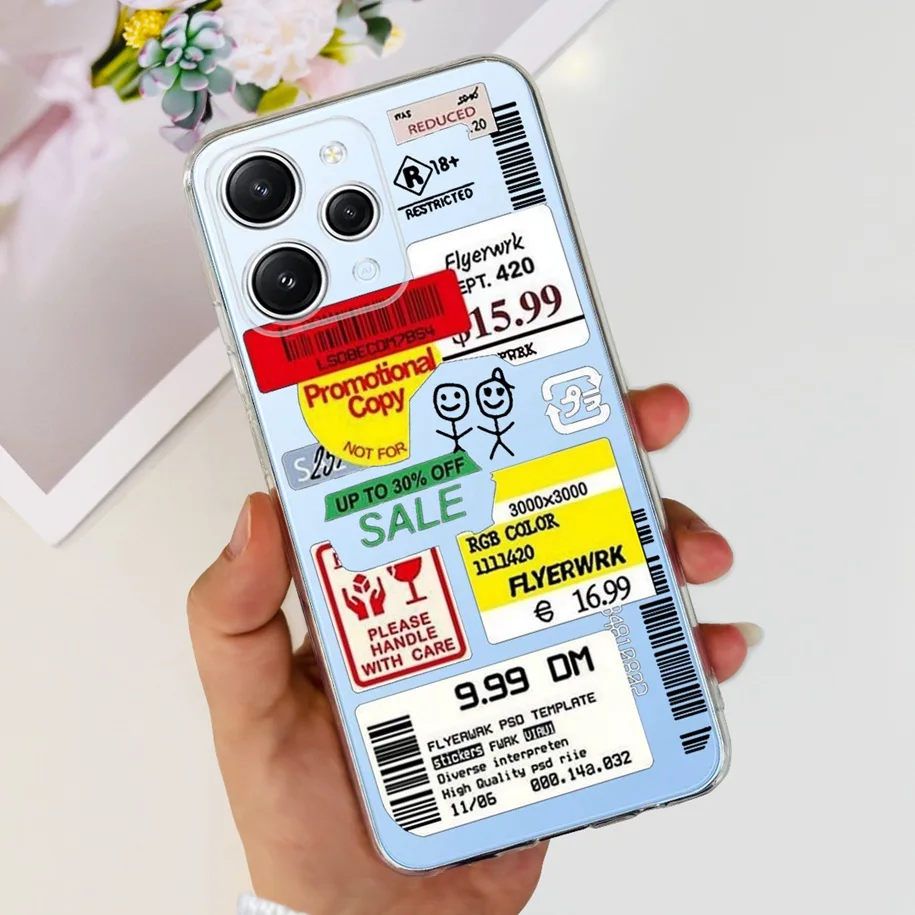 For Redmi 12 Soft Silicone Back Cover Flower TPU Case Phone Funda 6.79"