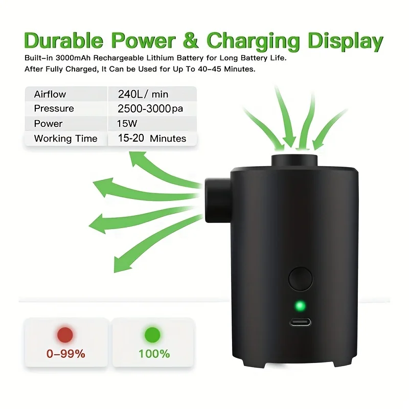3600MAH portable portable air pump outdoor camping air mattress swimming pool swimming ring inflatable sofa pump home