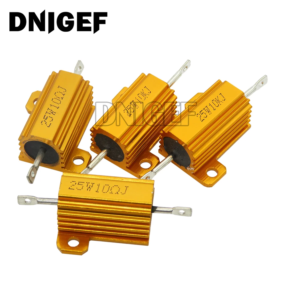 1pcs 25W Aluminum Power Metal Shell Case Wirewound Resistor 0.5-10K ohm