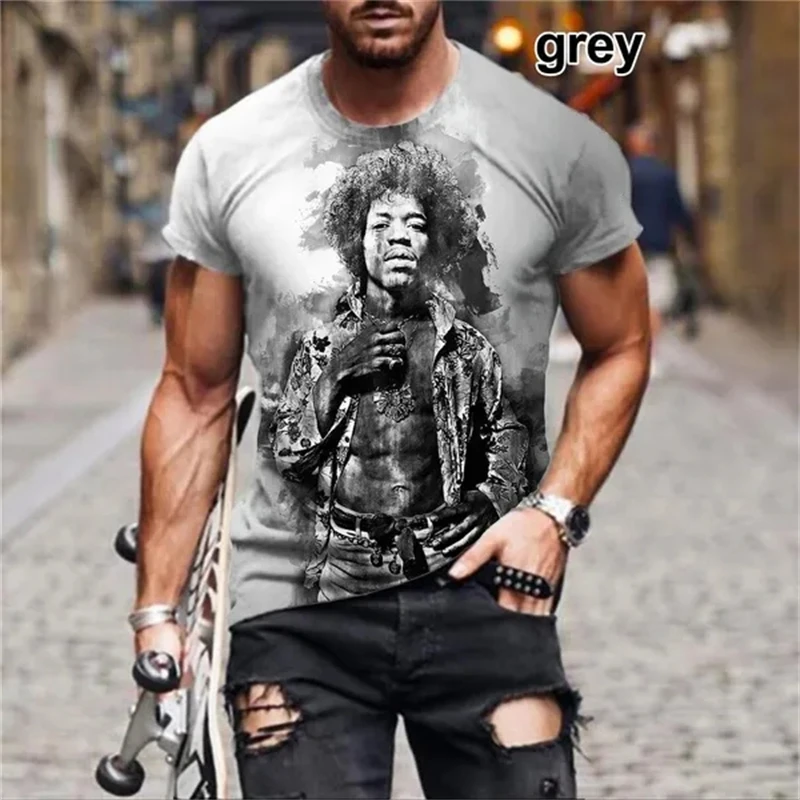 

Fashion Guitar Rocker Jimi Hendrix 3D Print Tshirt Summer Men Round Neck T-shirt Casual Short Sleeve Oversized T Shirts Tops Tee