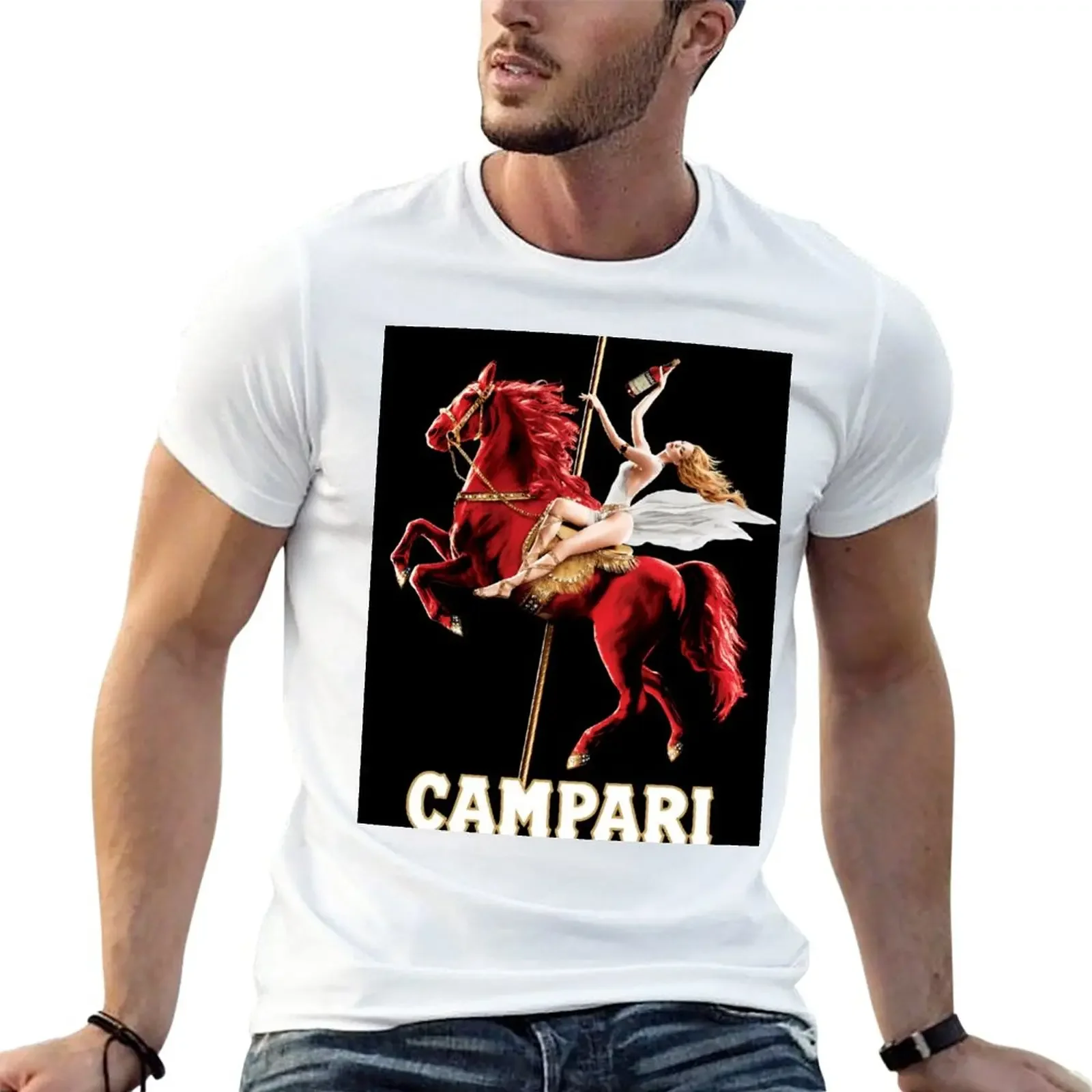 

Beauty Women Riding A Horse Poster T-Shirt oversized cute clothes t shirt for men