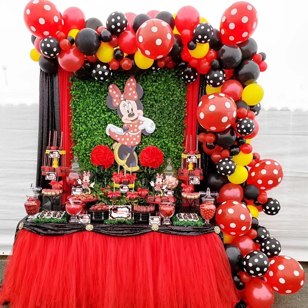 

107pcs/Set Minnie Mouse Balloons Garland Arch Kit Red Black Balloons Birthday Baby Shower Wedding Party Decoration kids Toy