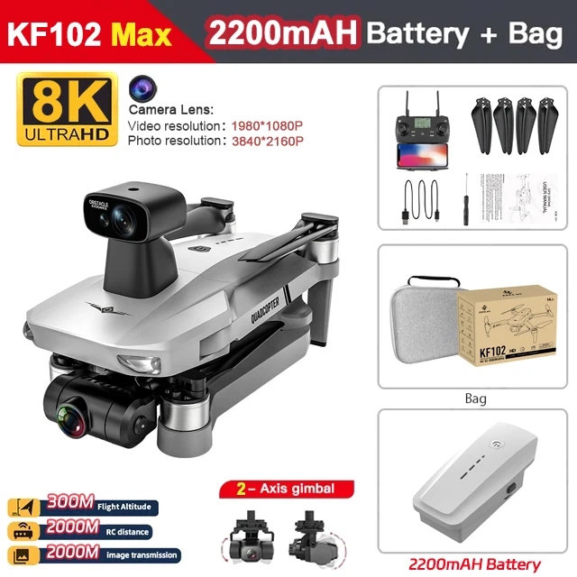 KF101 Max-S GPS Drone 8K Professional HD Camera FPV Dron 3-Axis Gimbal Foldable Obstacle Avoidance RC Quadcopter KF102 Max Drone
