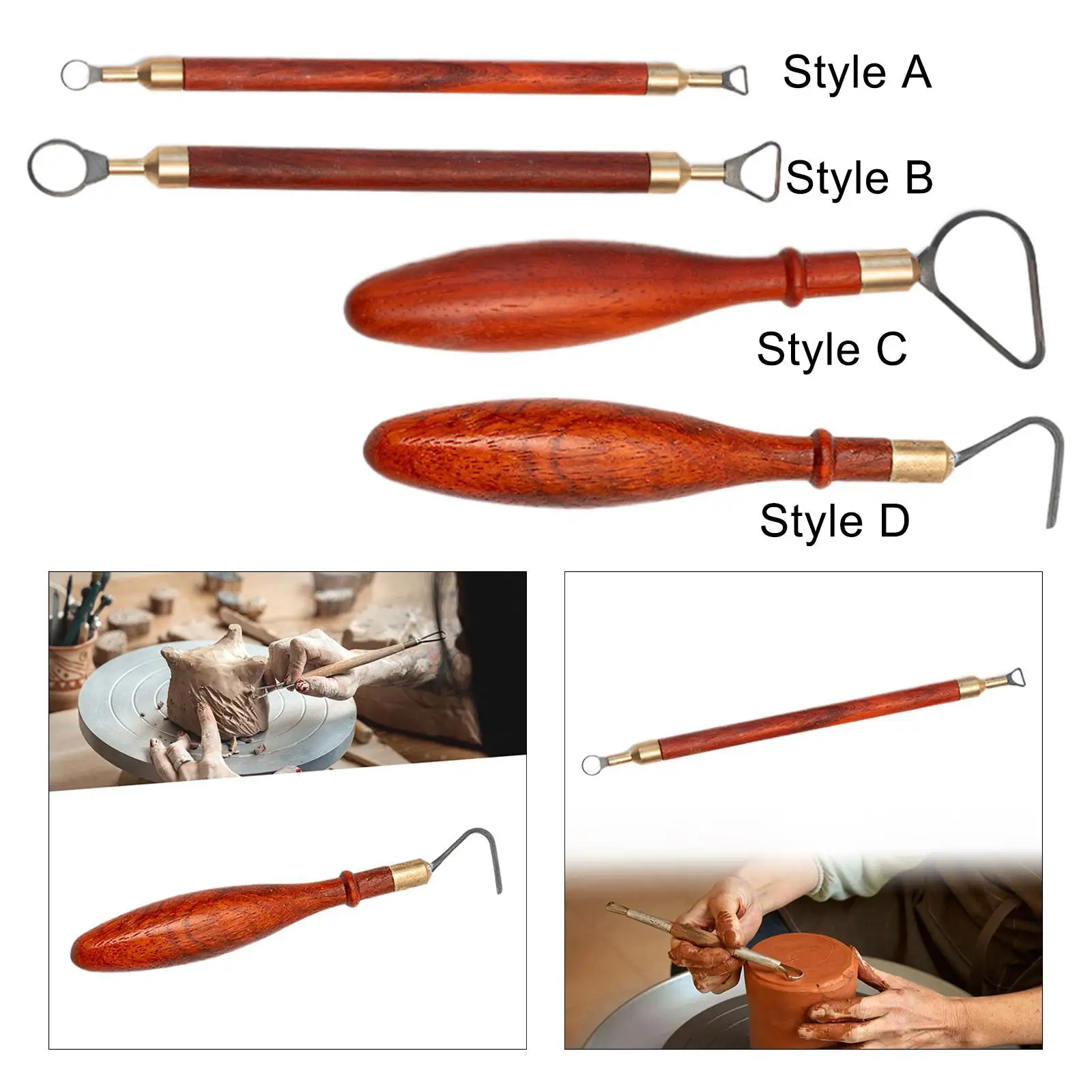 Pottery Cup Handle Modeling Tool Portable Handmade Model Making with Wooden Handle Craft DIY Teacup Mug Handle Sculpture Scraper