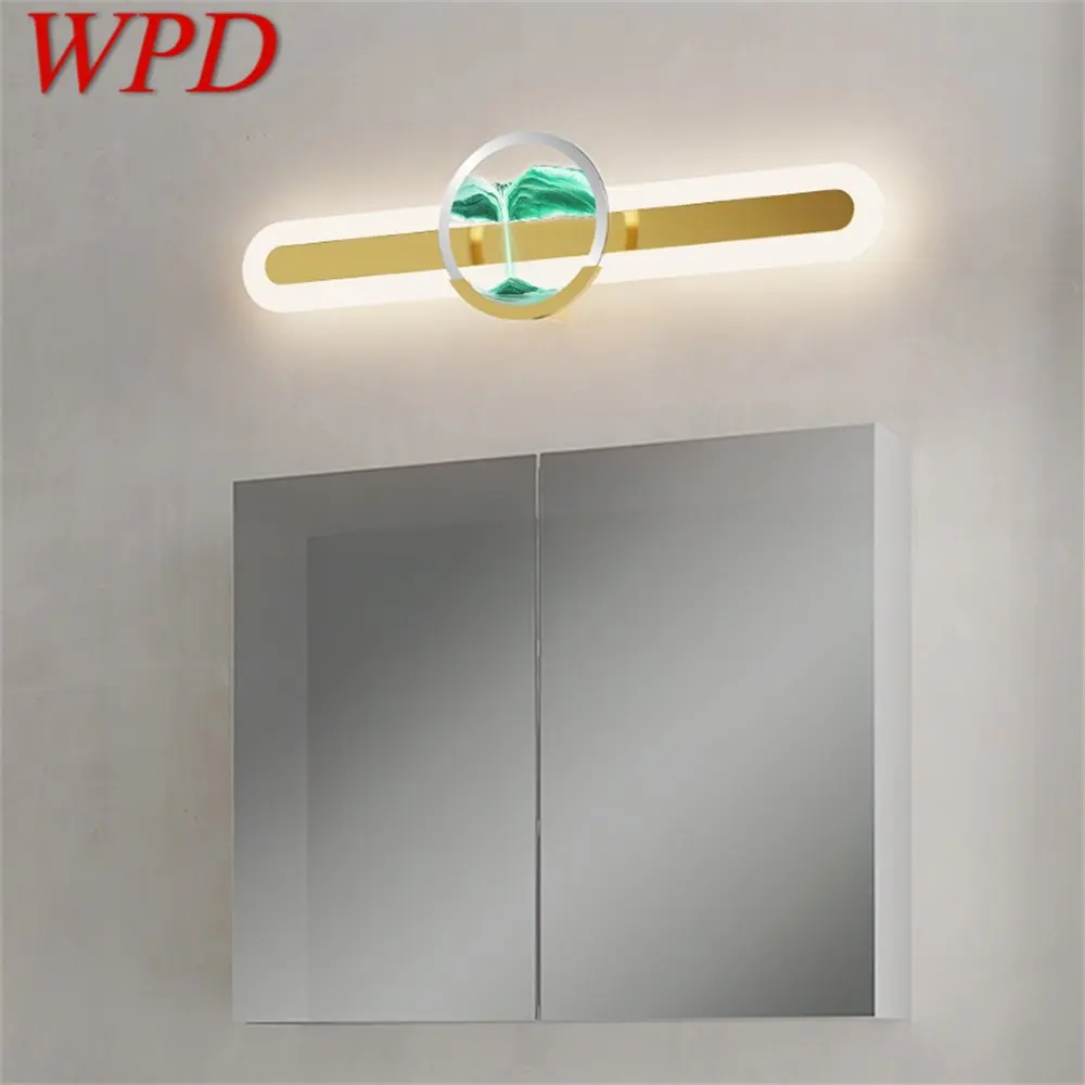 WPD 현대 모래 시계 화장대 거울 전면 램프 Led 3 색 욕실 장치, 메이크업 간단한 골드 벽 조명