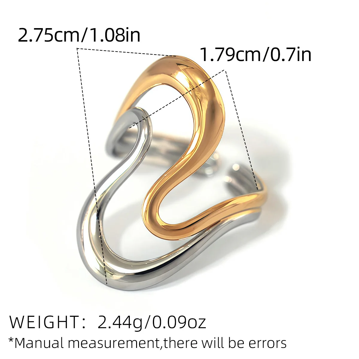 Modische geometrische offene Ringe aus Edelstahl für Damen, gestapelte unregelmäßige Ringe, Damen-Accessoires, Party- und Festival-Accessoires – Detail 2
