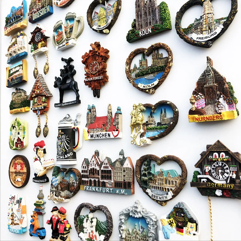 Resin Painted Magnetic Fridge Sticker Germany Berlin Frankfurt Dresden Munich Tourist Souvenirs Attractions Refrigerator Sticker