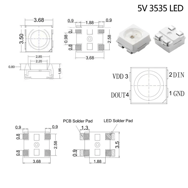 Ws2812b 5v Ws2812 1010 3528 4020 1204 1209 1515 2020 Mini Smd Led Chip Addressable Digital Pixel Rgb Full Color Led Diode Lamp