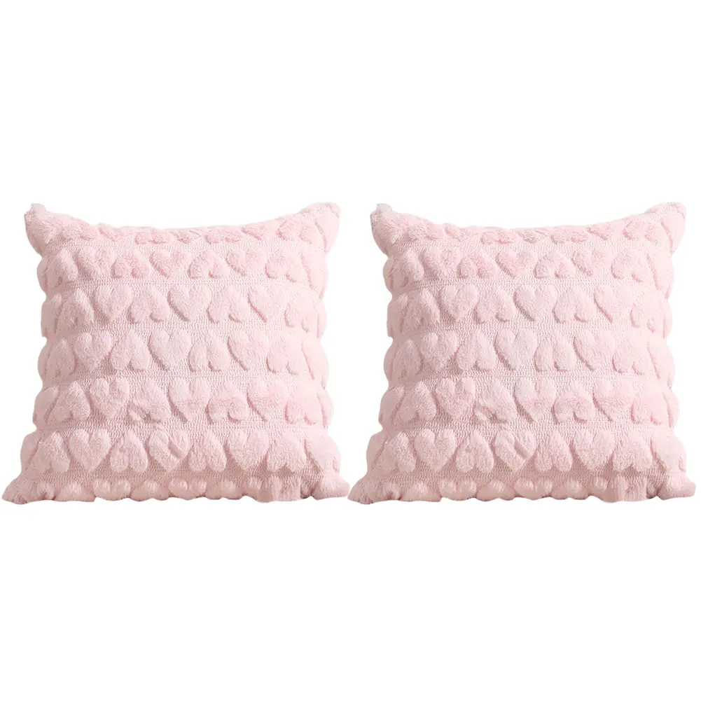 2 PCS Valentines Plush Pillow Covers Cozy Fluffy Double-Sided Throw Pillow Covers Cushion Cover Valentines Day Decoration