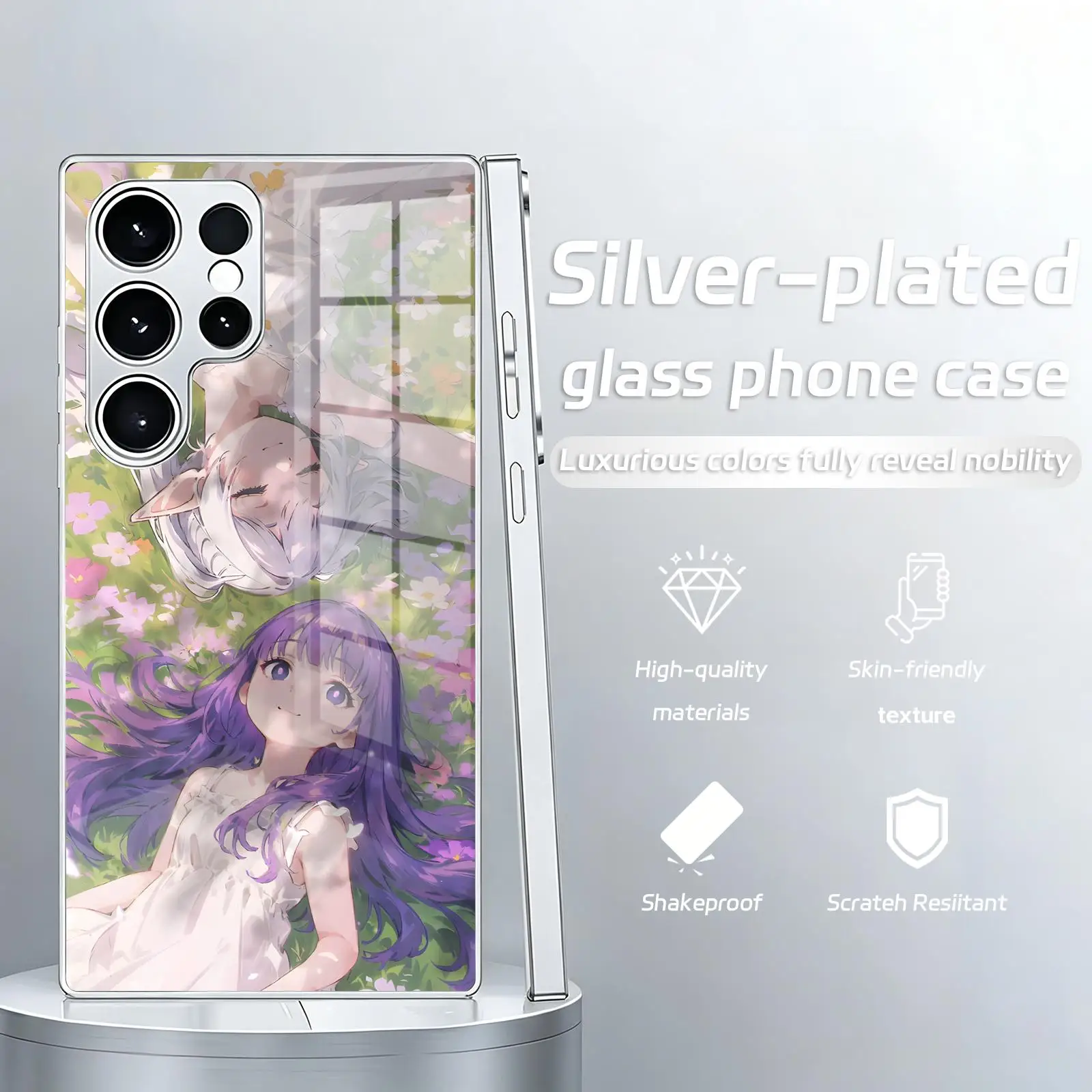 Electroplated Glass Anime Phone Case – Frieren from Beyond Journey's End