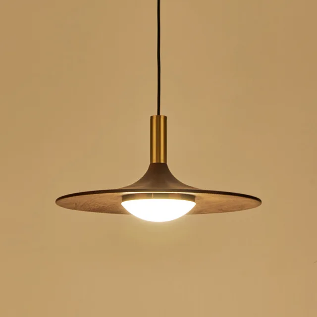 Noyer noir restaurant chambre chevet simple créatif soucoupe volante en bois massif chez l'habitant bar café nordique lustre en cuivre 1