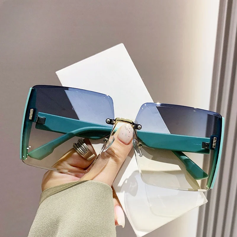 Color Matching Sunglasses Women Rimless Beach Gradient UV400 Eyeglasses