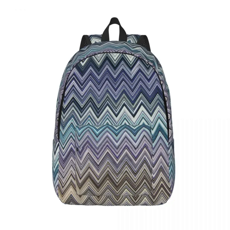 Home Zig Zag Bohemian Canvas Backpacks for Women Men Waterproof School College Zigzag Boho Pastel Bag Print Bookbags