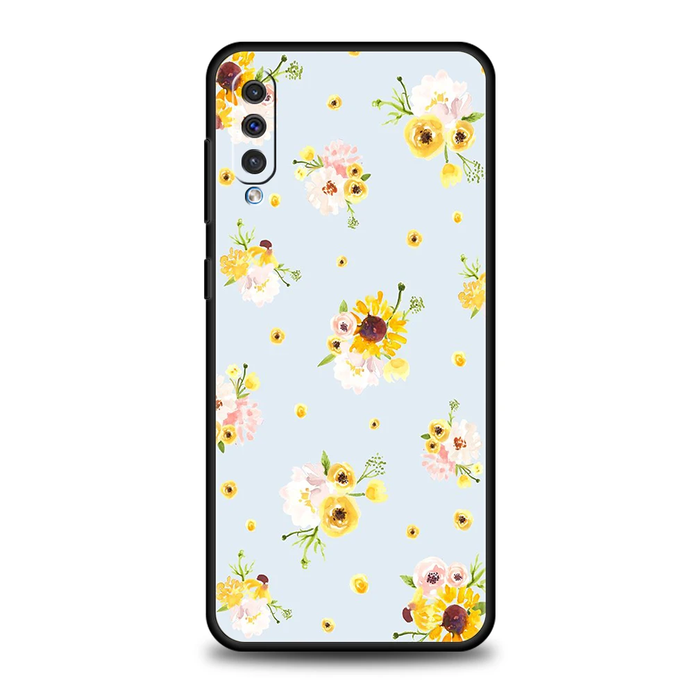 Black Silicone Floral Phone Case Cover - Elegant Design
