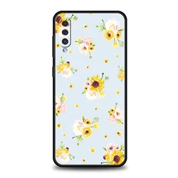 Black Silicone Floral Phone Case Cover - Elegant Design - Samsung A70 (A4)
