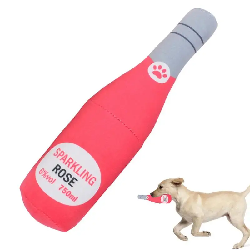 Wine Bottle Dog Toy Cute Dog Interactive Puppy Squeaky Toys Halloween Dog Toy Funny Red Wine