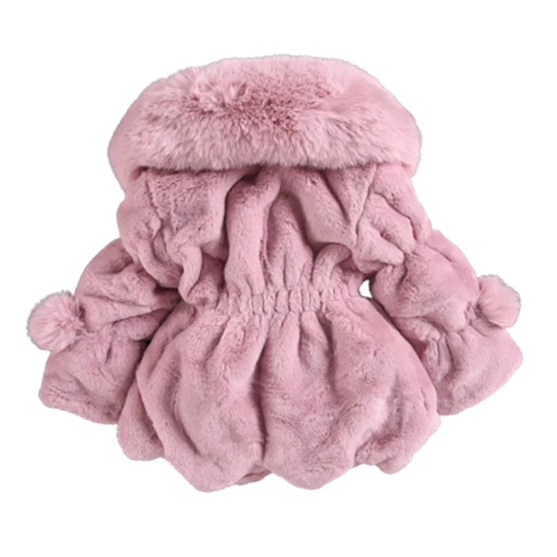 Baby girl clothes girls jacket 1-8Y winter thickened warm imitation fur coat girls solid color wool sweater coat