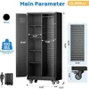 Garage Storage Cabinet, Metal Storage Cabinet with Lockable Doors and 4 Adjustable Shelves, Tool Cabinet with Wheels 2