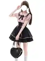Cute Sweet Lolita Dr Set Women's School Sle Princ Skirt Blouse Two-Piece Set High Waist A-Line ort Sve Doll Collar - Image 5