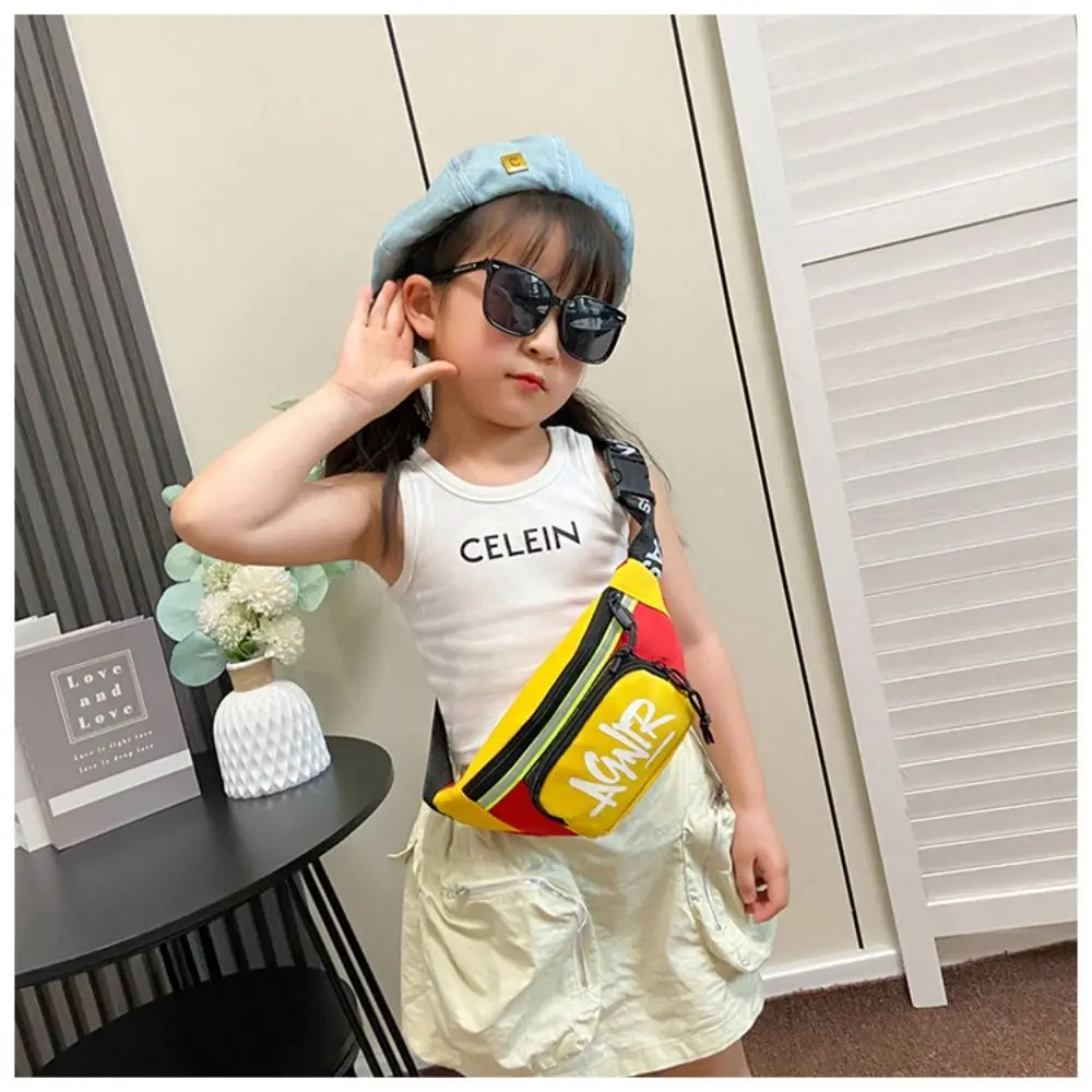 Durable Mini Waist Bags Oxford Cute Letter Girls Boys Banana Bag Fashion Fanny Pack Kids Shoulder Crossbody Chest Belt Bags - 2