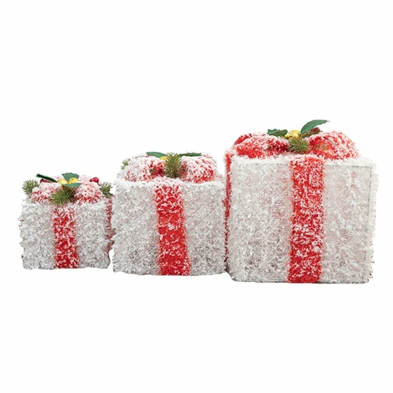 

Set of 3 Elegant Christmas Gift Box Ornaments Gift for Create Scene of Shopping Mall Hotel Offices Ornament