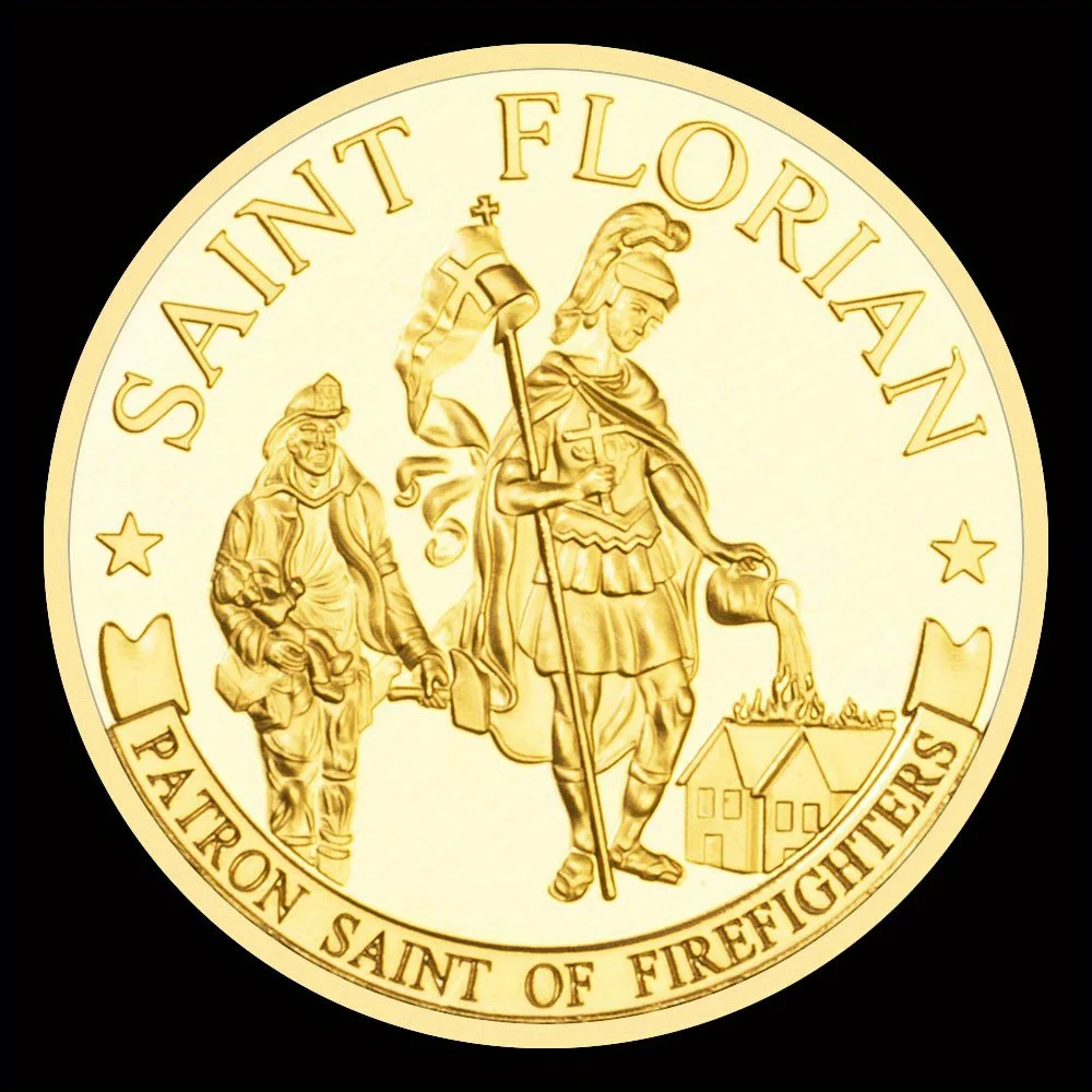 Houston Fire Department Gold-Plated Commemorative Souvenir Coin - Saint Florian Edition