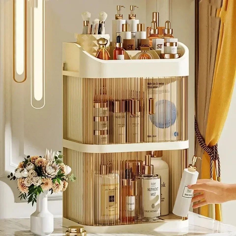 3-Layer Makeup Storage Box Dust-Proof Cosmetic Organizer