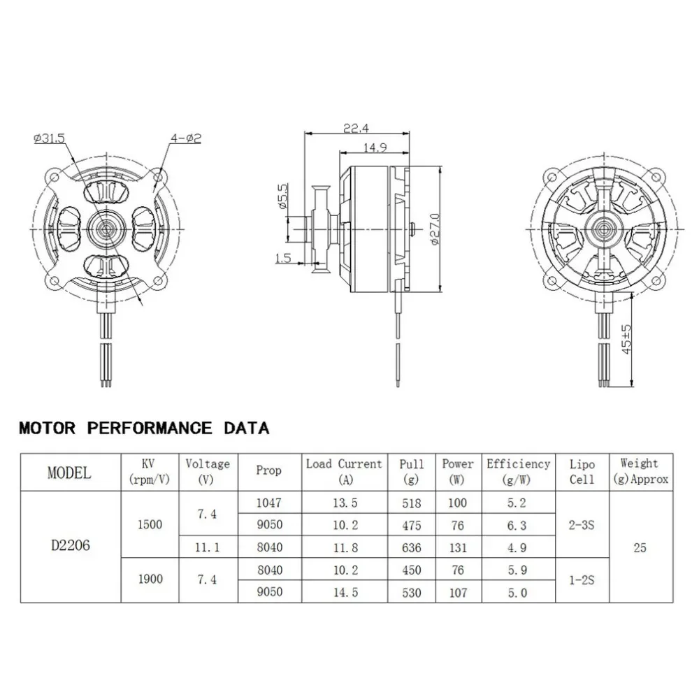 Moteur RC Brushless 1500KV NMB Roulements Haute Puissance