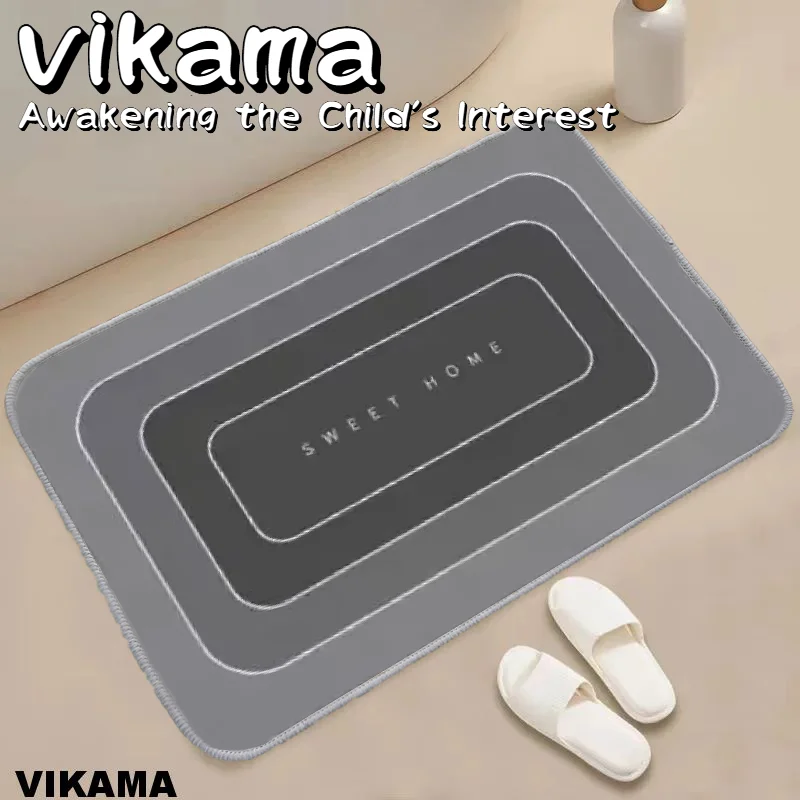 Floor Mat Shaggy Rugs VIKAMA Scandinavian Simple English Crystal Pile Rug Kitchen Entryway Laundry Room Dirty Resistant Machine Washable Mat