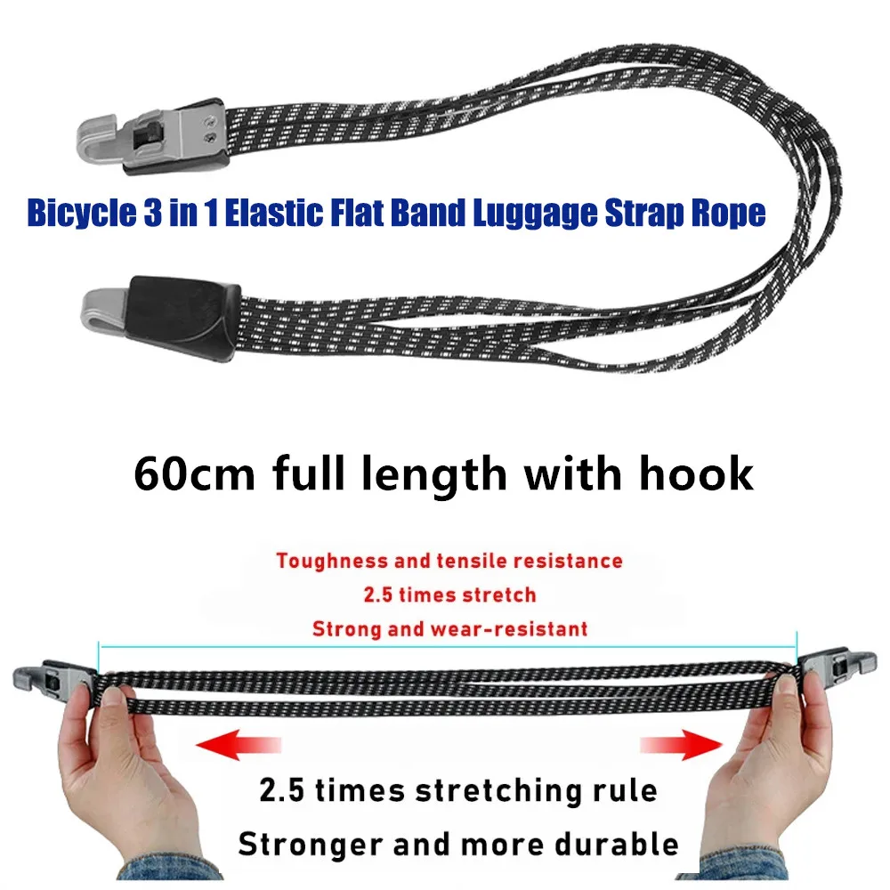 Car Motocycle Rubber Strap Rope Band Elastic Luggage Straps Belts Hooks for Bicycle Suitcase Carrier Fixed Installation Racks