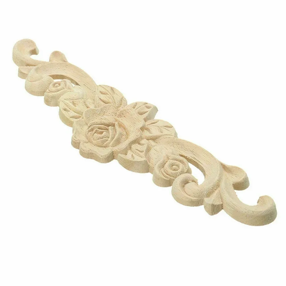 Autocollant De Sculpture Sur Bois 20x5cm, Décoration Classique Exquise En Bois Incrustée De Bords De Fleurs, Accessoires De Décoration De Meubles En Bois