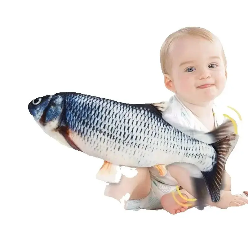 Juguetes eléctricos de peces de peluche, divertido pez de