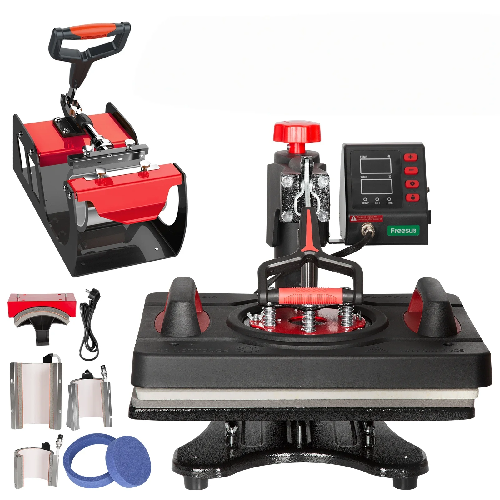 8-in-1-Heißpressmaschine 15"x12" 360 Swing Away Wärmeübertragungsmaschine für T-Shirts, Becher, sicher und verbrühungshemmend, EU 220 V