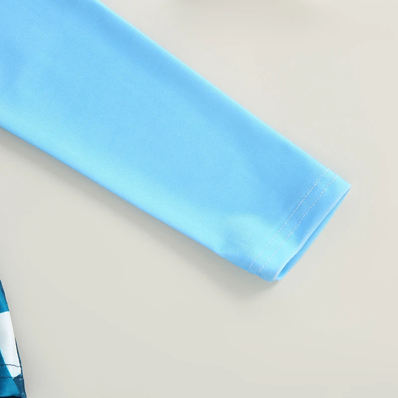 

Детский купальный костюм из двух предметов для мальчиков, топы с длинным рукавом и круглым вырезом и принтом акулы и плавки, купальный костюм