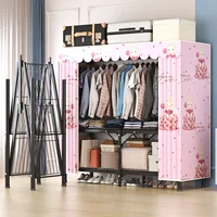 Armoire à linge pour chambre à coucher, assemblage facile, épaisse, robuste, durable, pliante, cadre tout en acier, salle de location 3