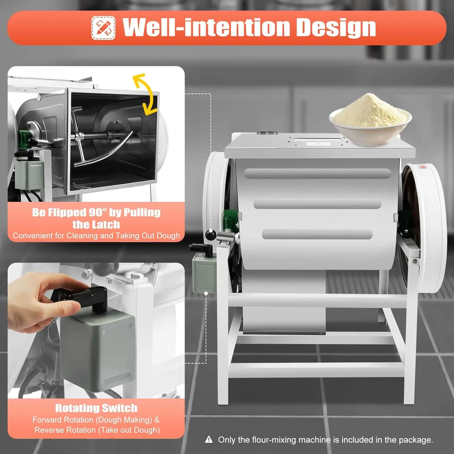 110V1.5KW Electric Dough Stand Mixer Heavy Duty Commercial Food Equipment Mix 110V 60HZ with inverted electric switch Suitable f 5