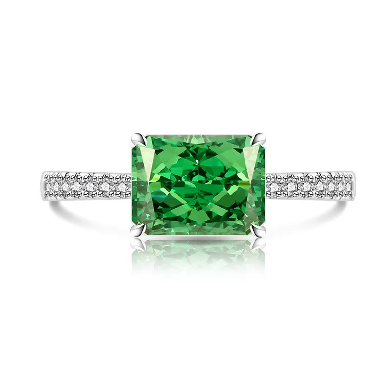 925 Sterling Silber Eleganter Modischer Eisblumen-Schliff Quadratischer Kristall-Zirkon-Ring, Geburtstags- und Jubiläumsgeschenk, Damenschmuck – Detail 11