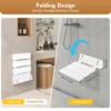 Folding Shower Seat Wall Mounted, Up to 130kg/286.6lbs, Secure Ergonomic Foldable Shower Bench, Space Saving Fold Down, White 1