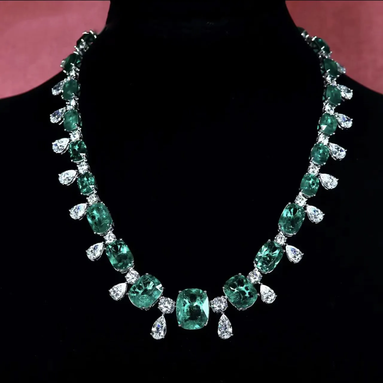 

925 Silver Lab Emerald Tourmaline High Carbon Gemstoen Sweater Necklaces for Women Luxury Vintage Chokers Wedding Party Jewelry