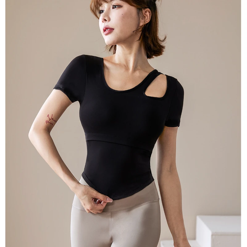 

2024 Women Yoga Clothing Yoga Shirts Gym Tops Yoga Top Push Up Short Sleeved Sports Jacket Pilates Running Training Fitness Top
