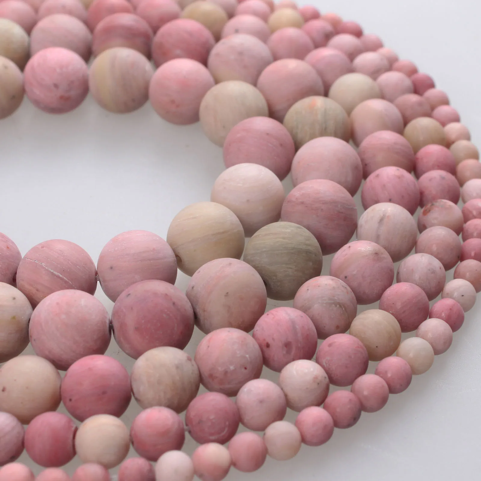 

100% Natural Stone Matted Rhodonite Frosted Rhodonite Beads Round Loose Beads 4 6 8 10 12mm Beads For Bracelets Jewelry Making