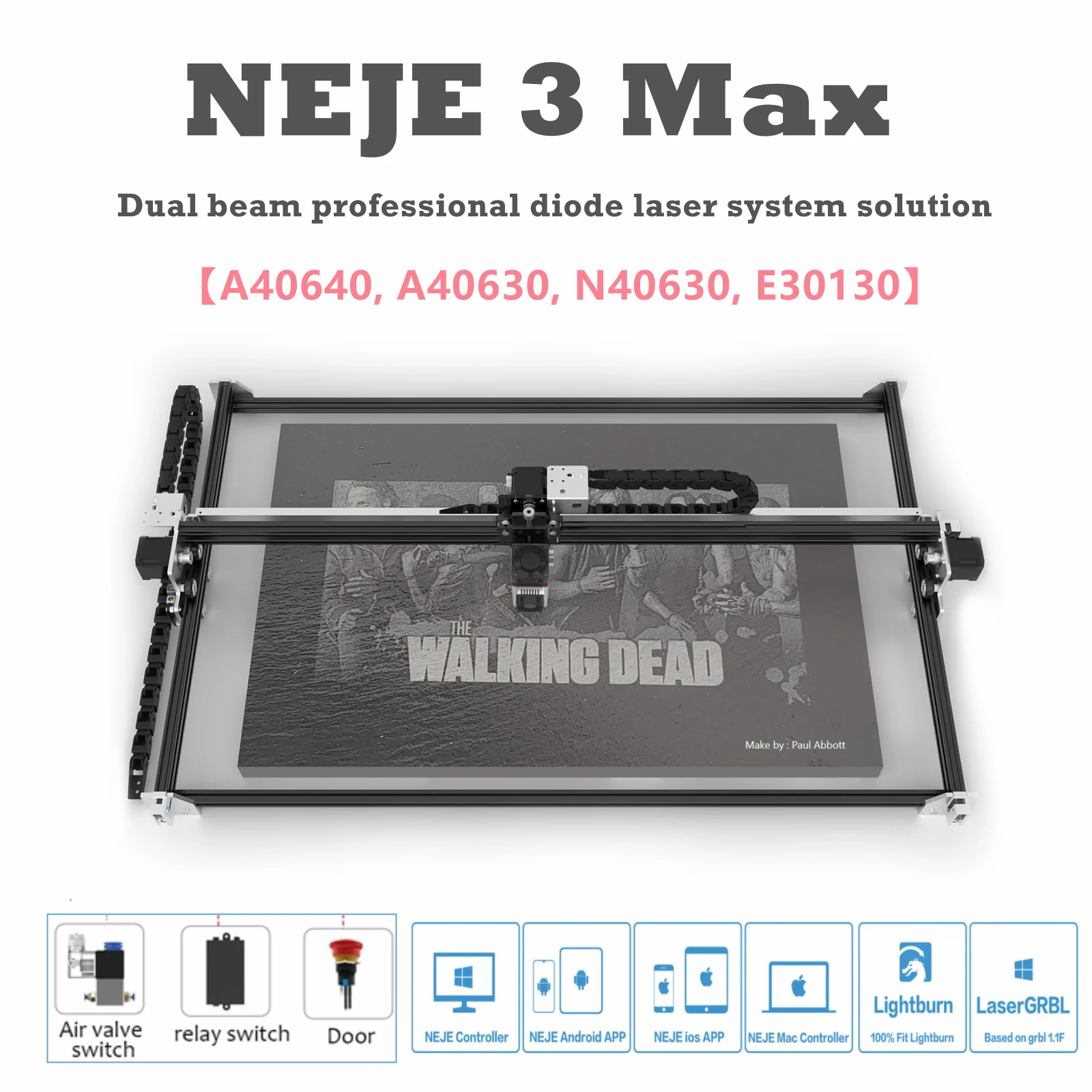 

NEJE 3 Max A40640/E40 ЧПУ 80 Вт Лазерный Гравер станок Co2 резак принтер лазерный сварочный станок маршрутизатор Инструменты для очистки древесины