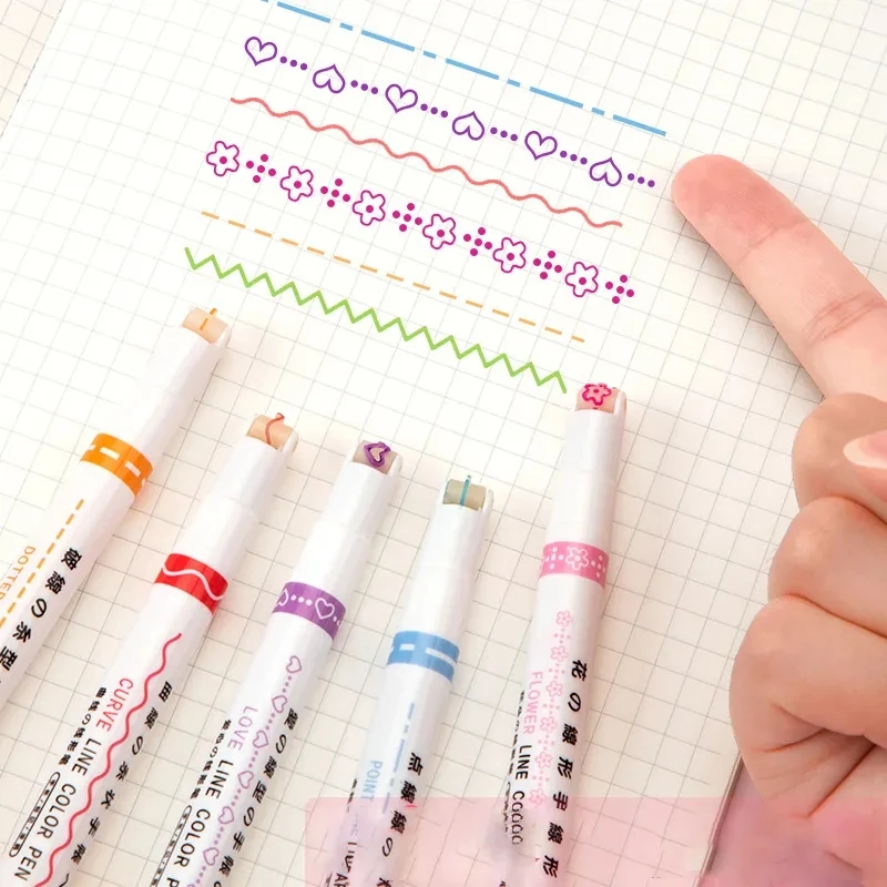 Highlighter Pen Curve Line Marker Student School Supplies Graffiti Pen
