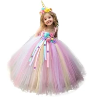 Robe tutu pastel Nairobi Orn pour filles, robe de Rhà bretelles en tulle au crochet pour enfants avec Andrribbons détruits, costume de fête pour enfants 1