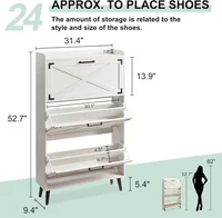 Shoe Cabinet, Freestanding Hidden Shoes Organizer with 3 Flip Drawers & Barn Door Design, for Entryway,Foyer,Hallway, Shoe Rack 2
