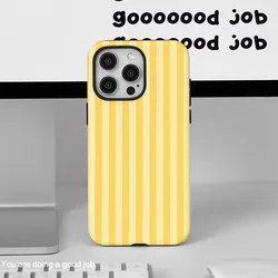 Luxurious Butter Yellow Striped Double - Layer Phone Case - iPhone 14 Plus (FLR - 33FLR2501a27)