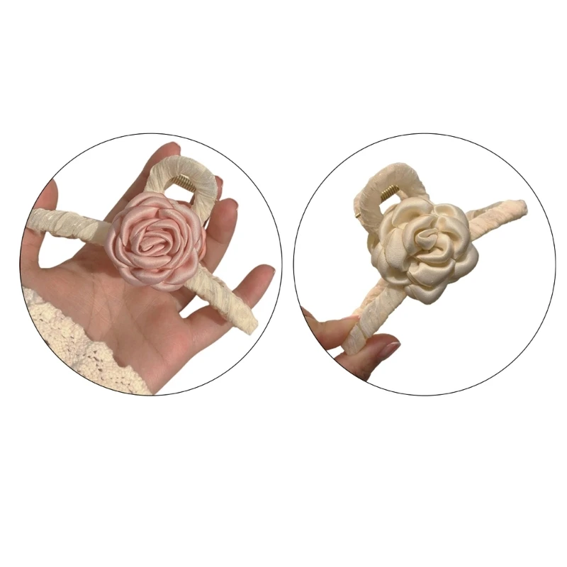 Camellia Pink Flower Hair Clip Y2K Camellia Gorgeous Teens Hairpin Sweet Handmade Hairpin Accessories for Women