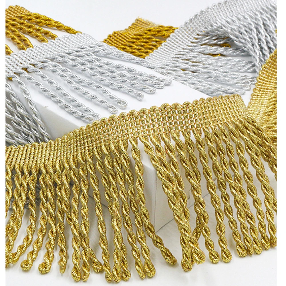 10 Metri di Frange Intrecciate per Vestiti, Tende, Decorazioni, Nastri Decorativi, Accessori per Cucito Fai-da-Te - immagine 3