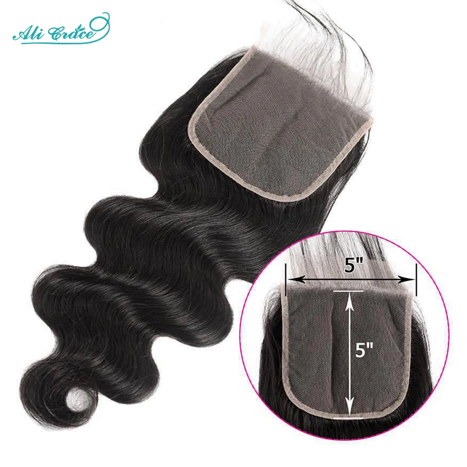 Human Hair Wigs Human Hair Lace Closure Brazilian Hair Body Wave 5x5 Lace Closure Transparent Lace Hand Tied Human Hair for Women Pre-plucked Closure