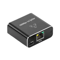 High-Speed Gigabit Ethernet RJ45 Splitter and LAN Extension Adapter (Black)